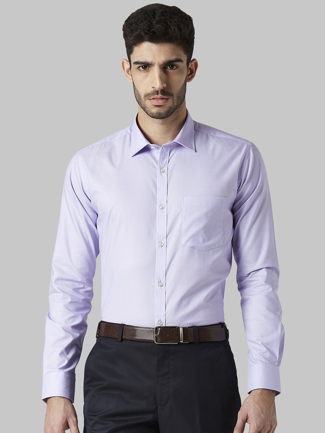 

Park Avenue Men Lavender & White Self Design Slim Fit Formal Shirt