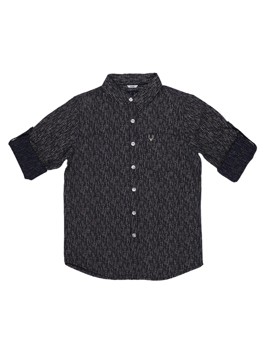 

Allen Solly Junior Boys Black & Camel Brown Printed Regular Fit Casual Shirt