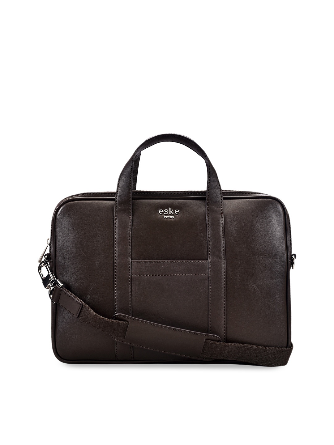 

Eske Men Grey Solid Leather Laptop Bag
