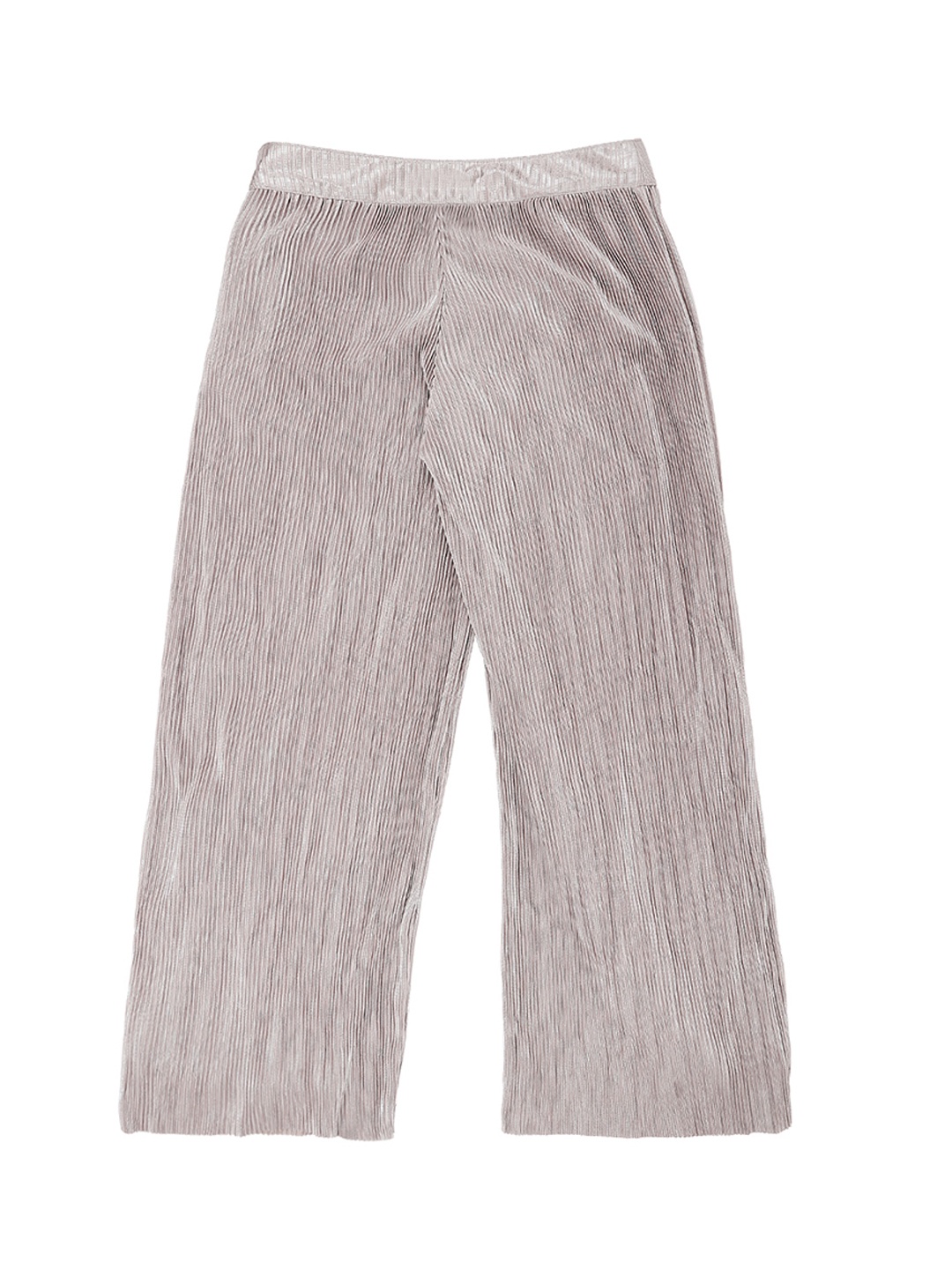 

Pantaloons Junior Girls Gunmetal-Toned Regular Fit Self Design Parallel Trousers, Metallic