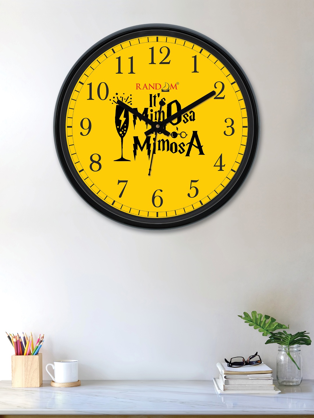 

RANDOM Yellow Round Printed 30 cm Analogue Wall Clock