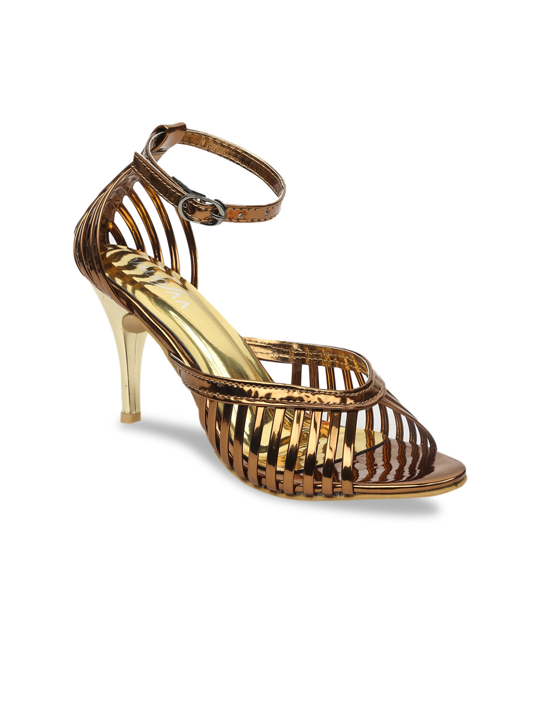 

VALIOSAA Women Copper-Toned & Gold-Toned Solid Peep Toes