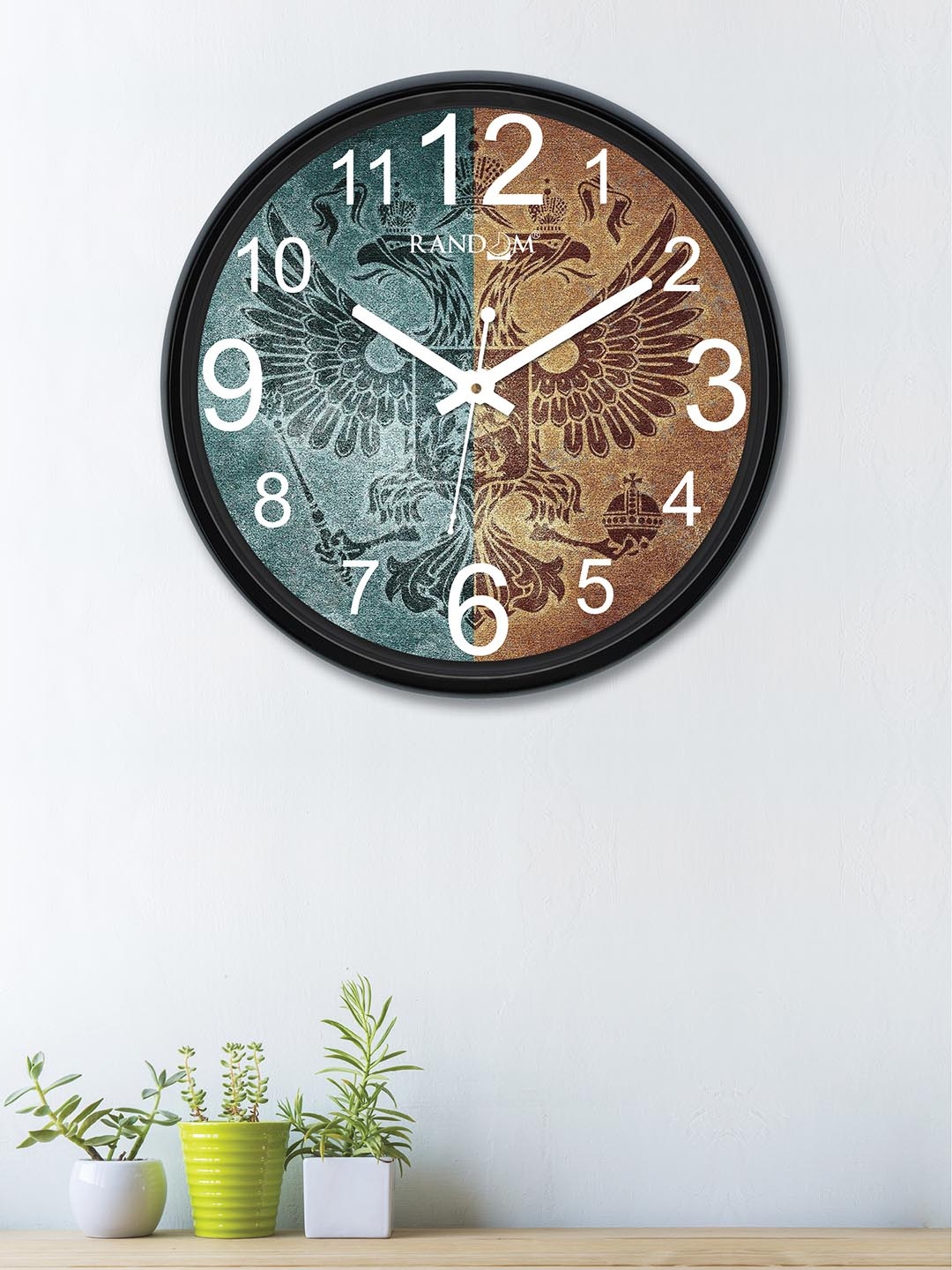 

RANDOM Brown & Teal Blue Round Printed 30 cm Analogue Wall Clock