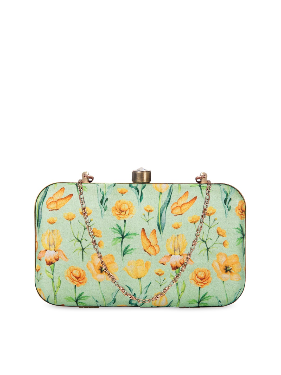 PARIZAAT BY SHADAB KHAN Lime Green & Yellow Printed Box Clutch