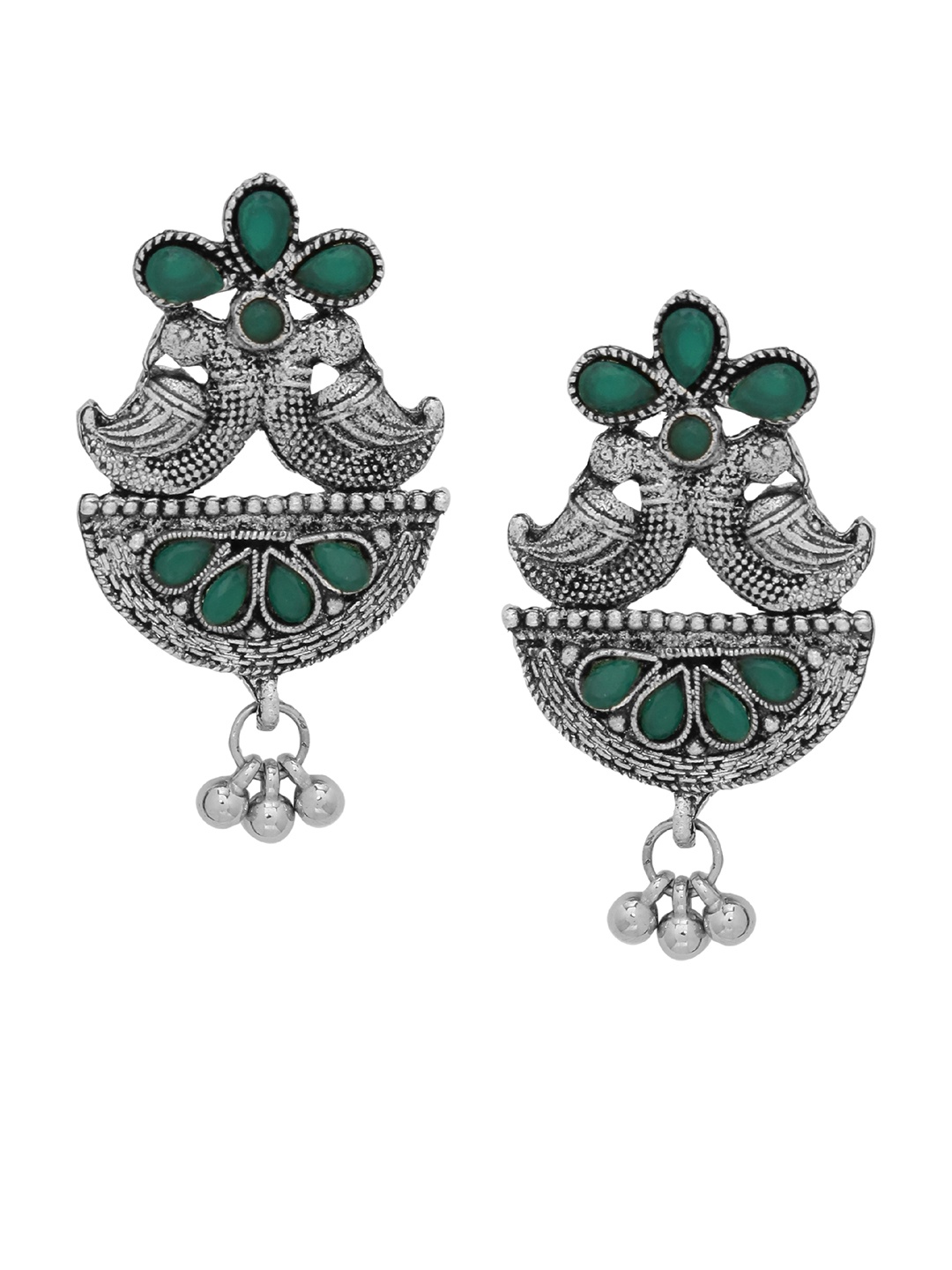 

Silvermerc Designs Silver Plated & Green Handcrafted Classic Drop Earrings