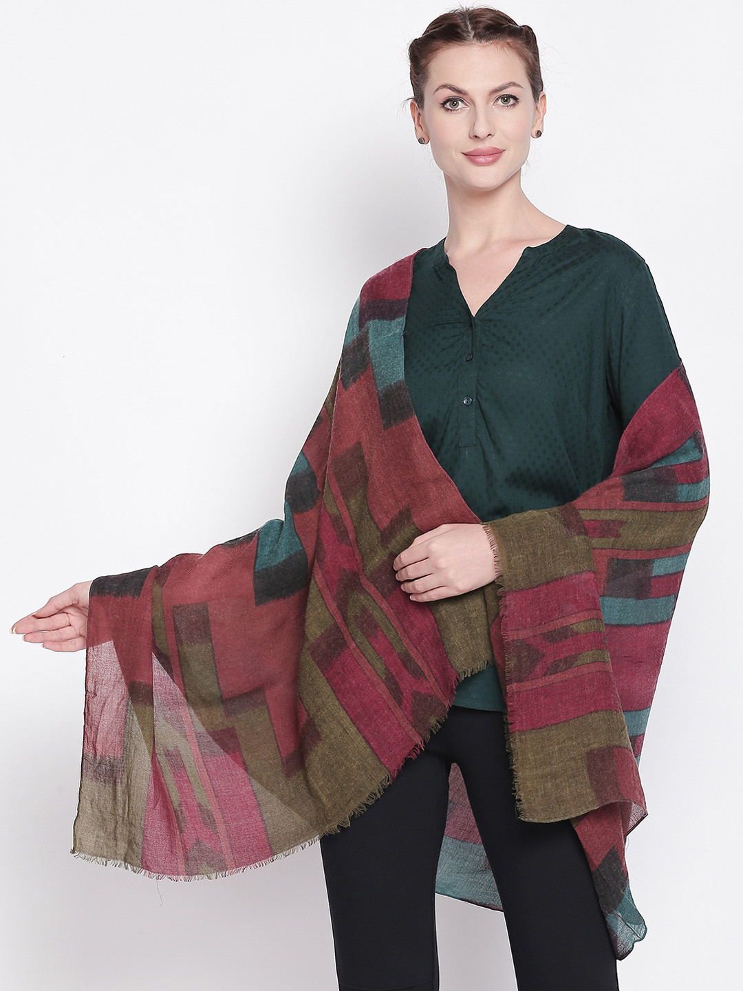 

Style Quotient Women Maroon Printed Scarf