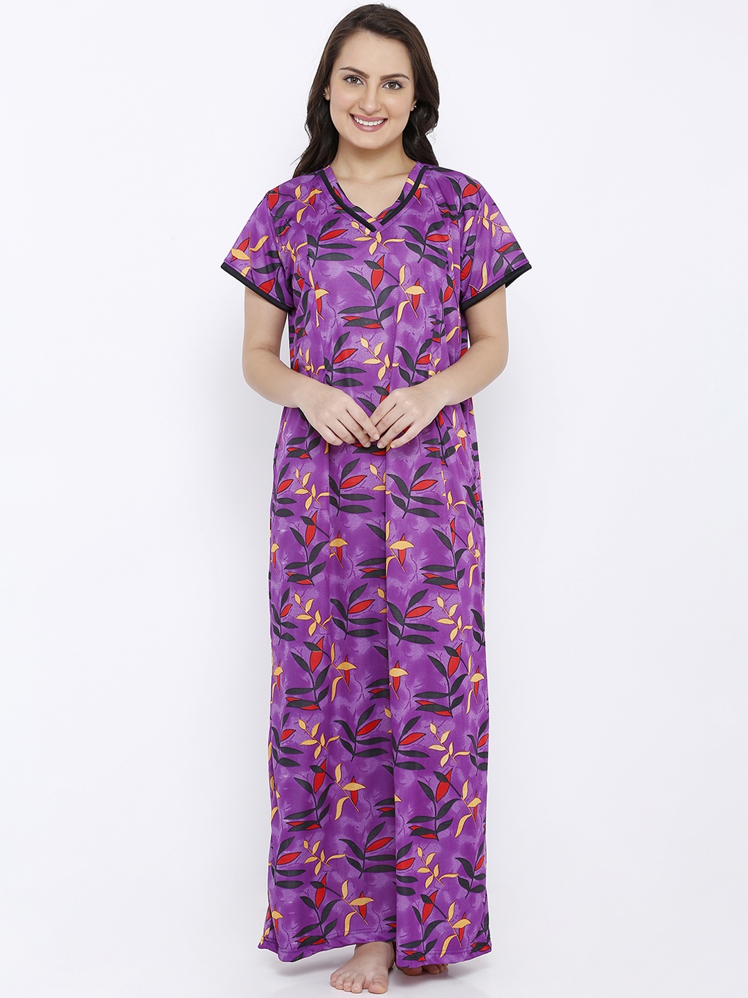 

Pretty Awesome Purple Printed Maternity Nightdress
