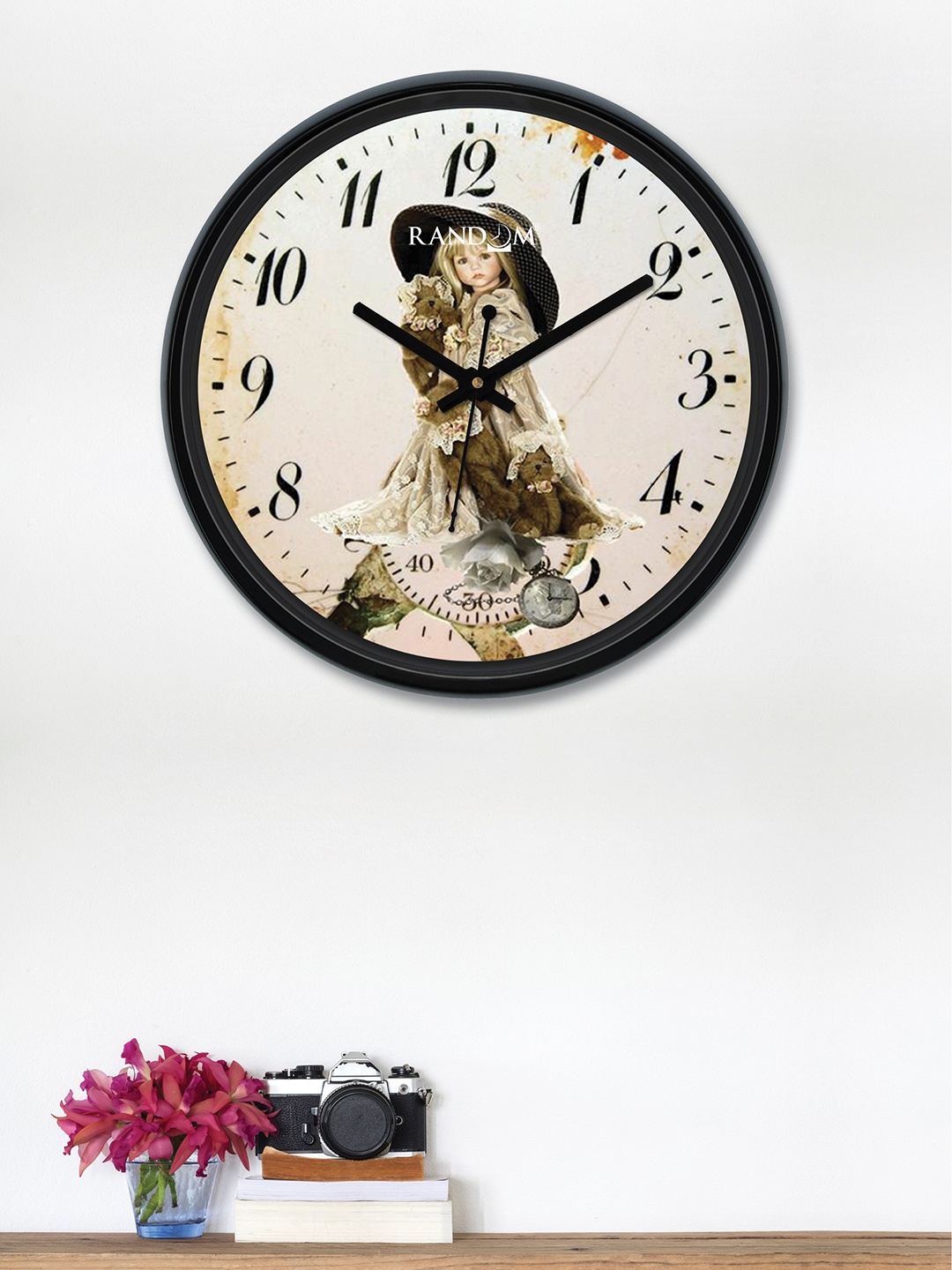 

RANDOM Off-White & Olive Green Round Printed 30 cm Analogue Wall Clock