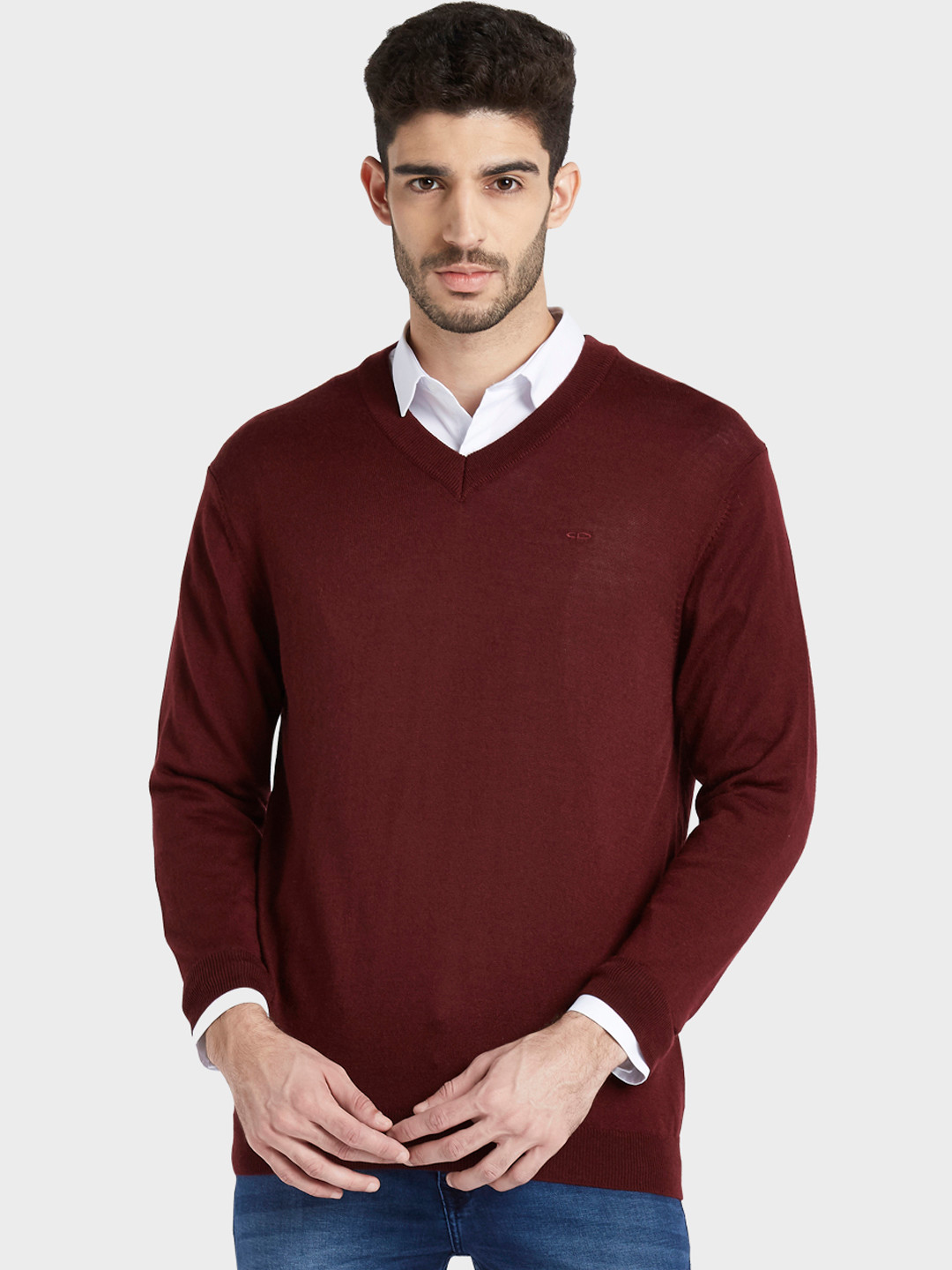 

ColorPlus Men Maroon Solid Sweater