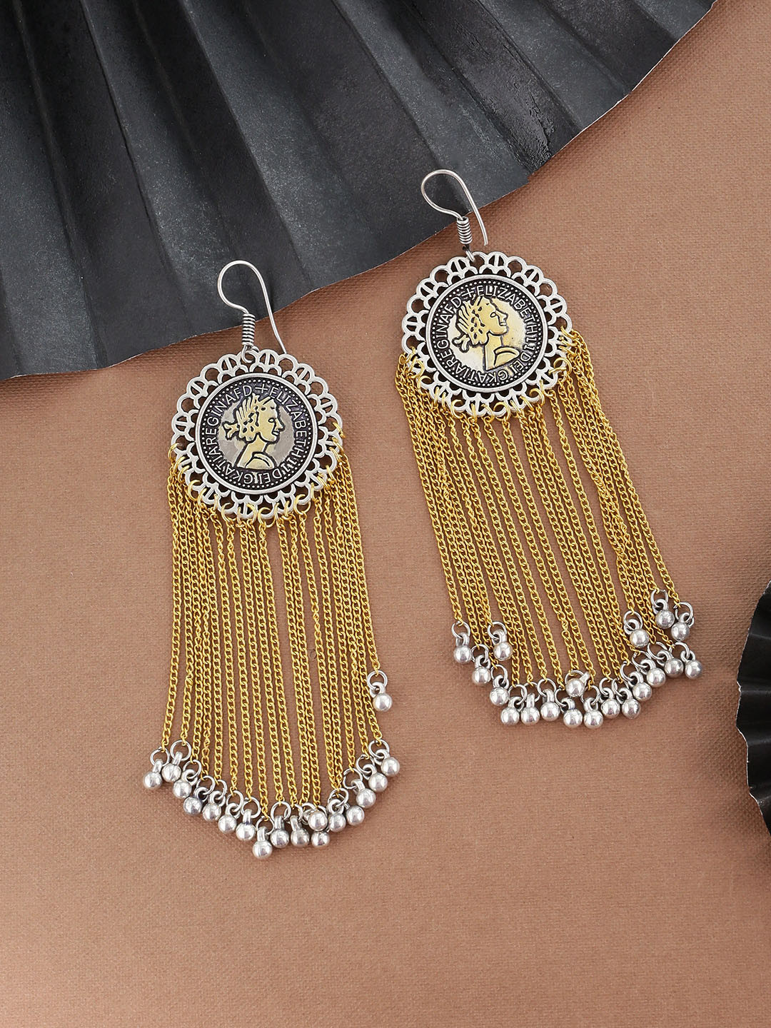 

Shoshaa Gold-Toned & Silver-Plated Classic Drop Earrings
