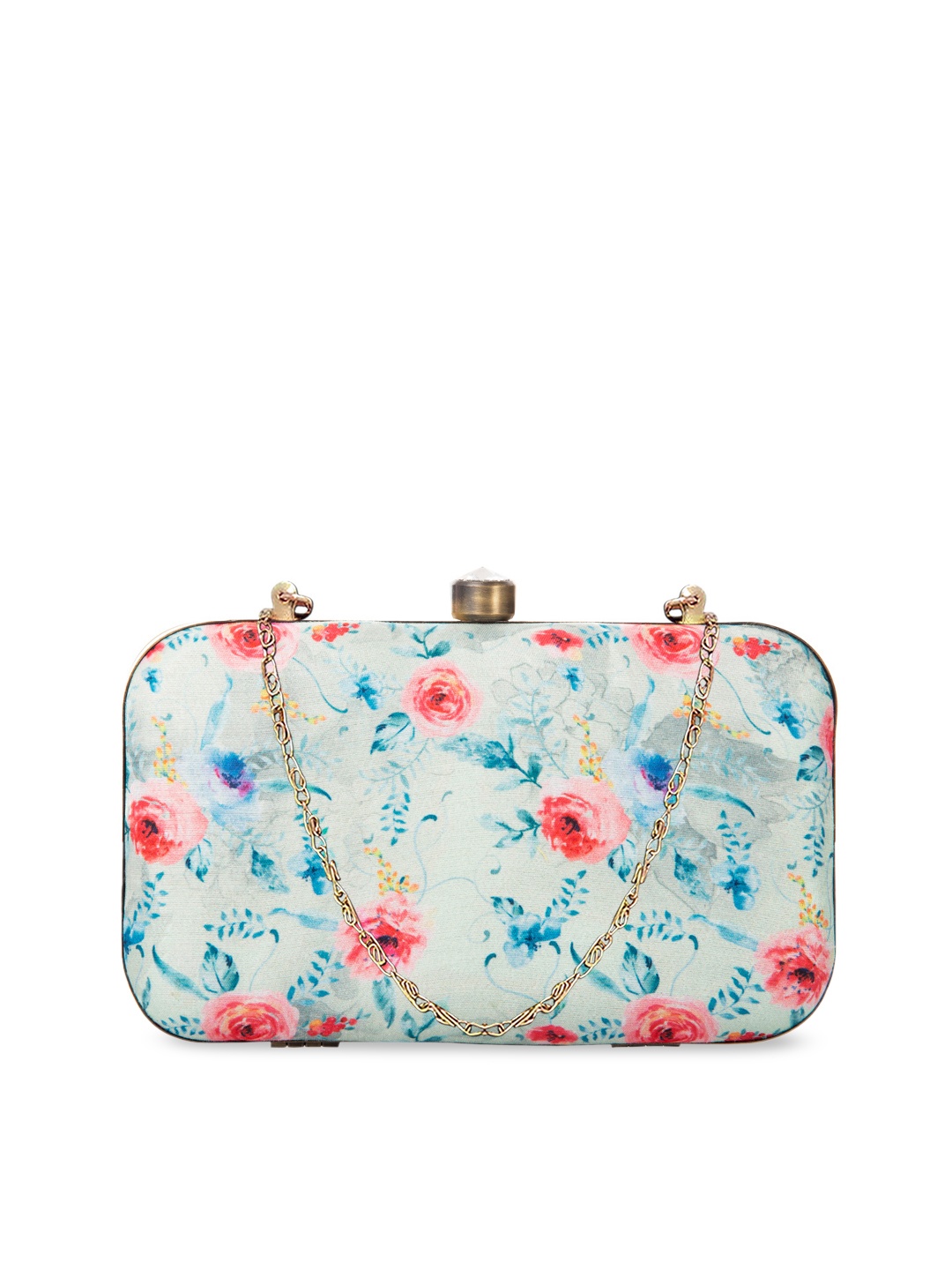 

PARIZAAT BY SHADAB KHAN Off-White & Blue Handmade Printed Box Clutch