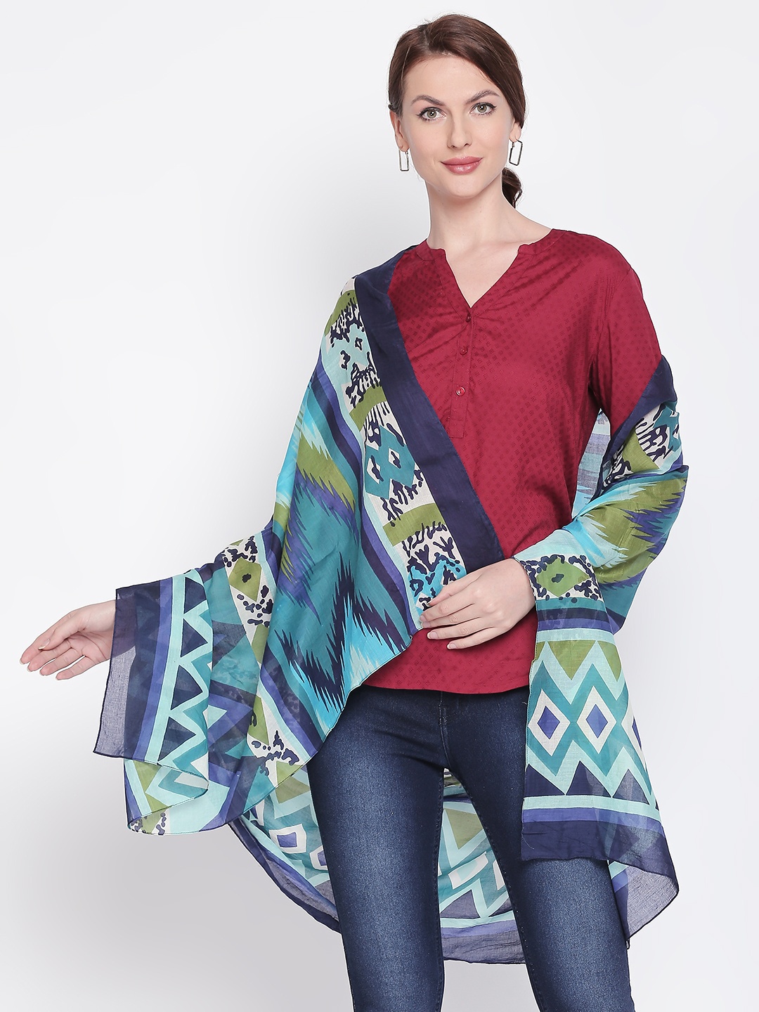 

Style Quotient Women Green Printed Scarf