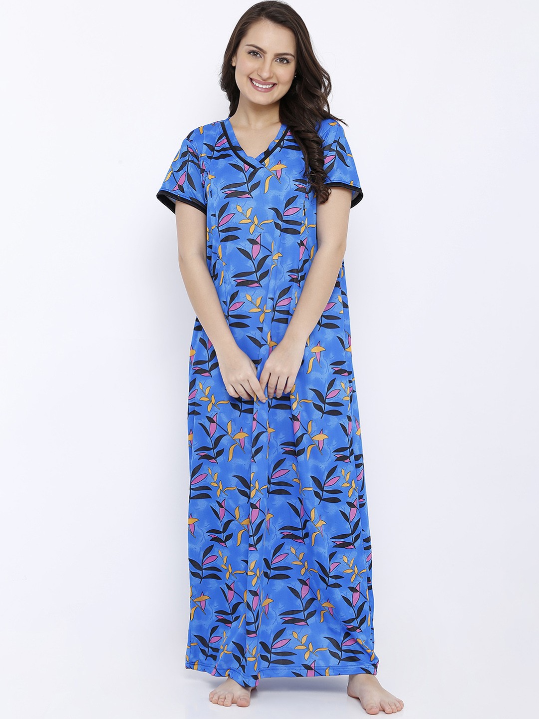 

Pretty Awesome Blue Printed Maternity Nightdress