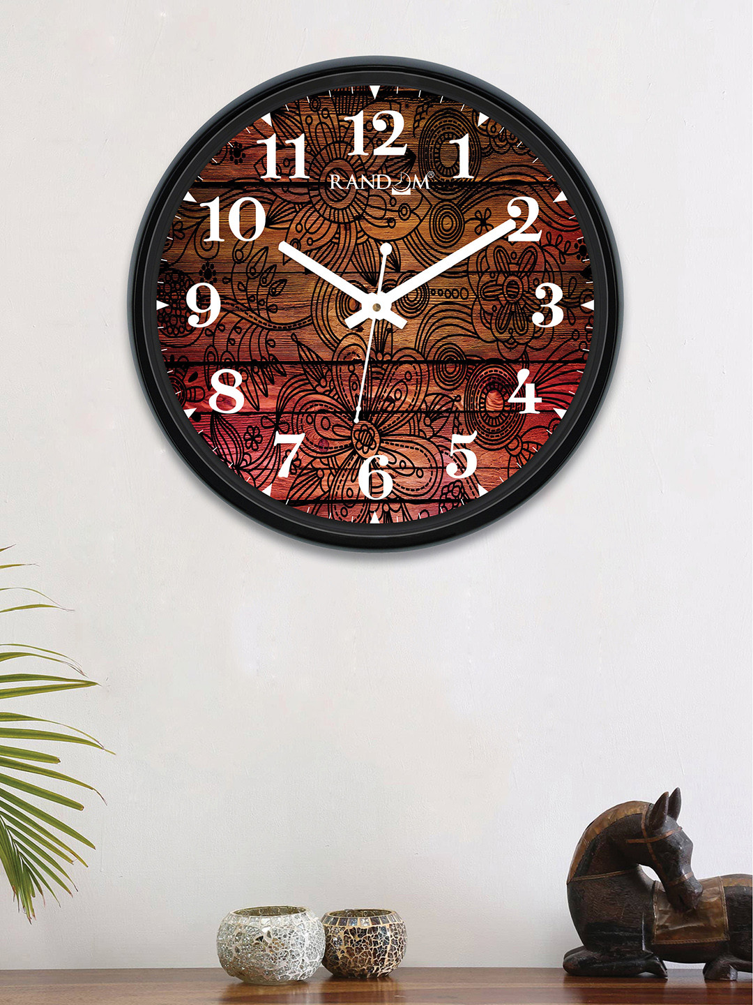 

RANDOM Brown & Black Round Printed 30 cm Analogue Wall Clock