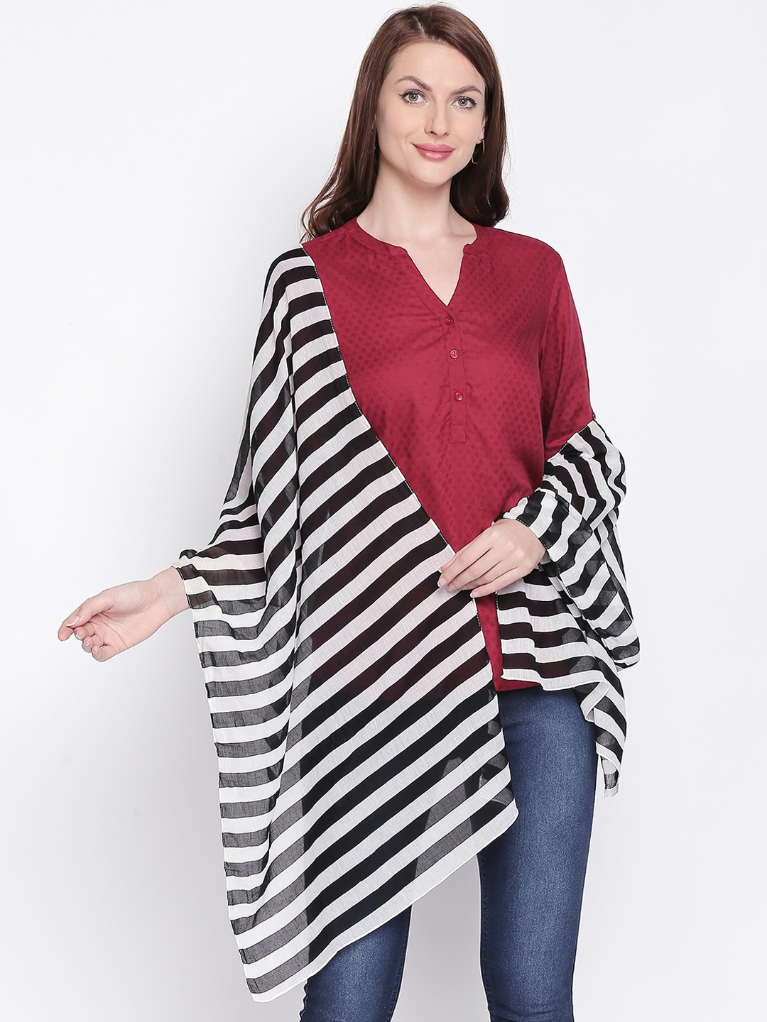 

Style Quotient Women Black Stripped Scarf