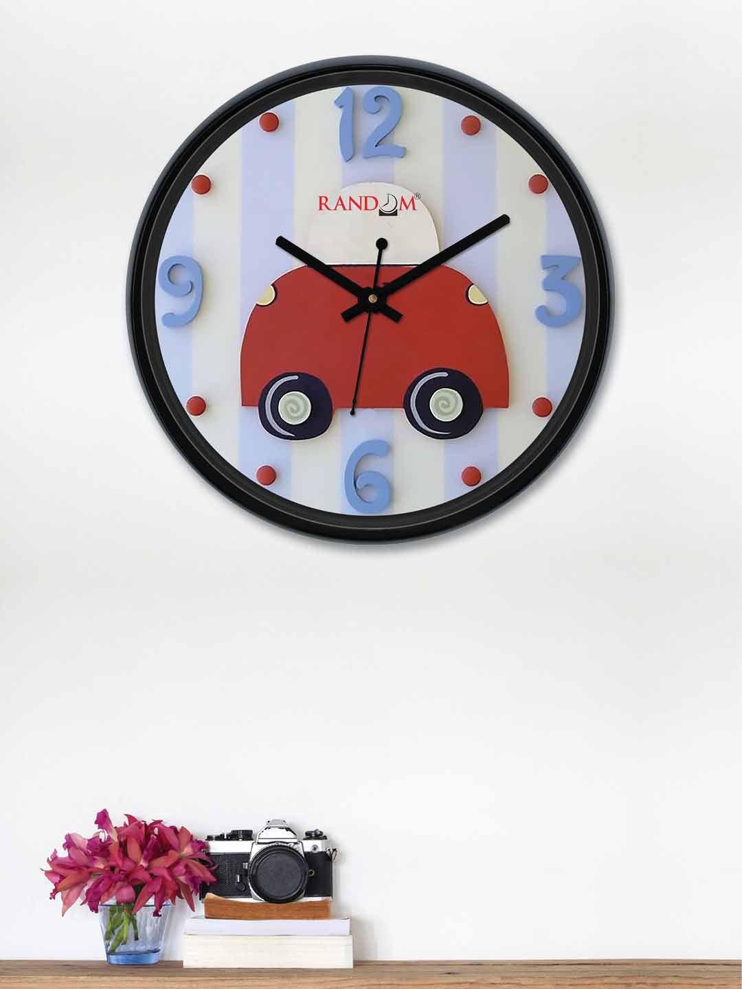 

RANDOM Off-White & Blue Round Striped 30 cm Analogue Wall Clock