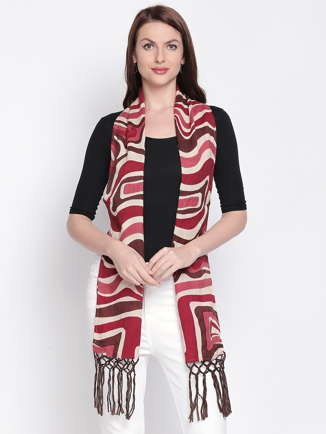 

Style Quotient Women Cream & Pink Printed Scarf