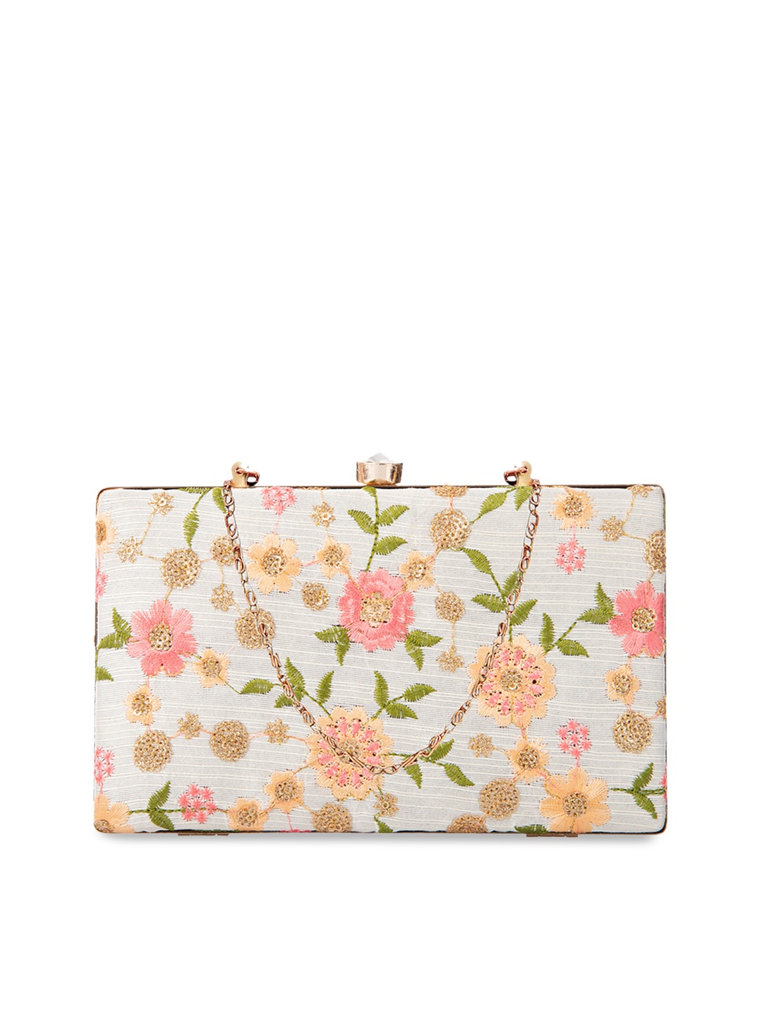 PARIZAAT BY SHADAB KHAN White & Green Embroidered Clutch