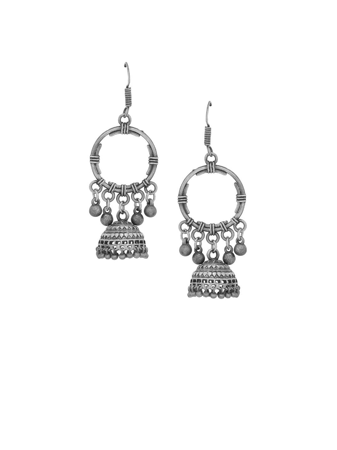 

Silvermerc Designs Oxidised Silver-Plated Handcrafted Dome Shaped Jhumkas
