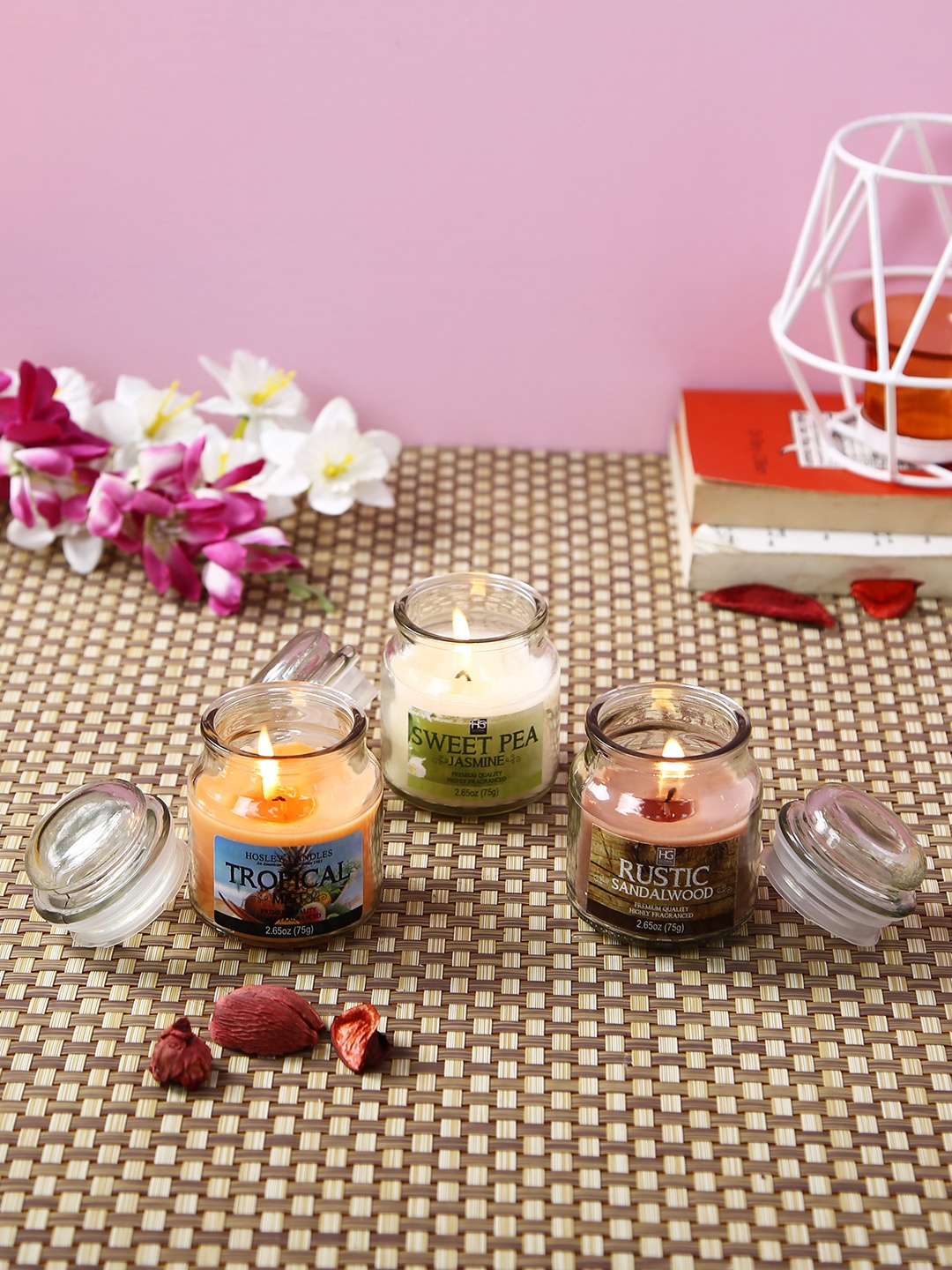 Hosley Set of 3 Fragrance Jar Candles, Multi
