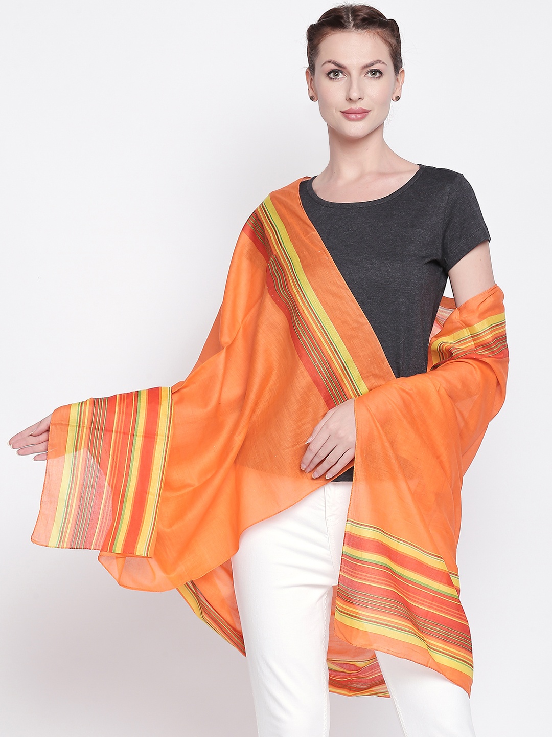 Style Quotient Women Orange & Yellow Printed Scarf