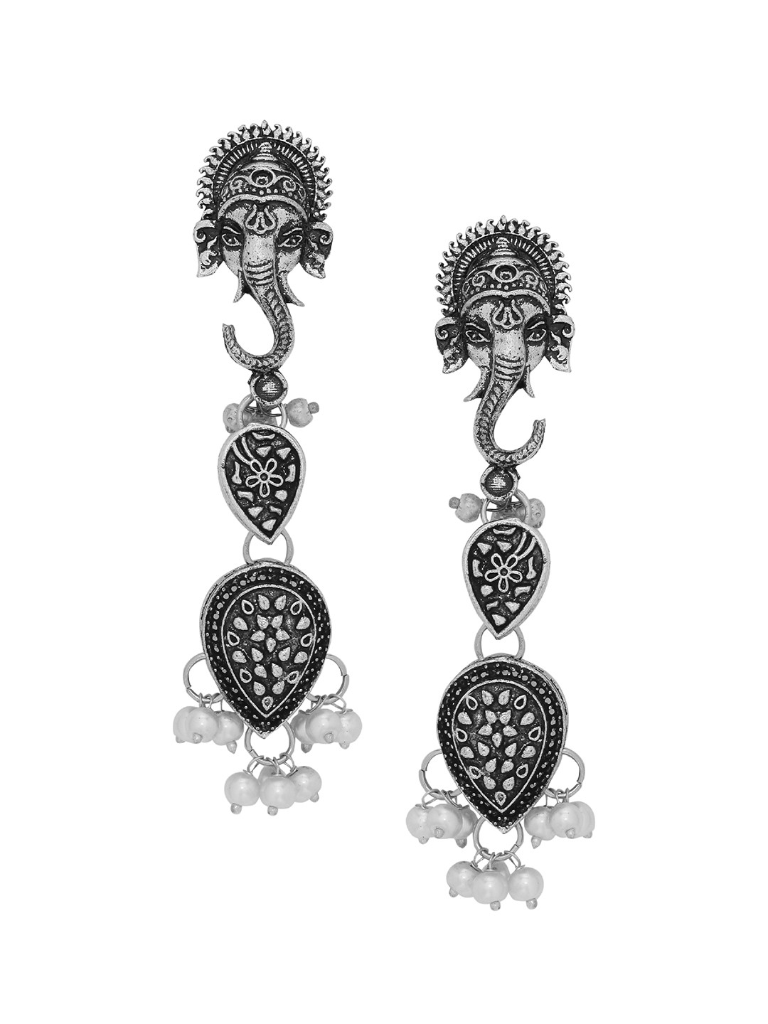 

Silvermerc Designs Silver Plated & Black Handcrafted Classic Drop Earrings