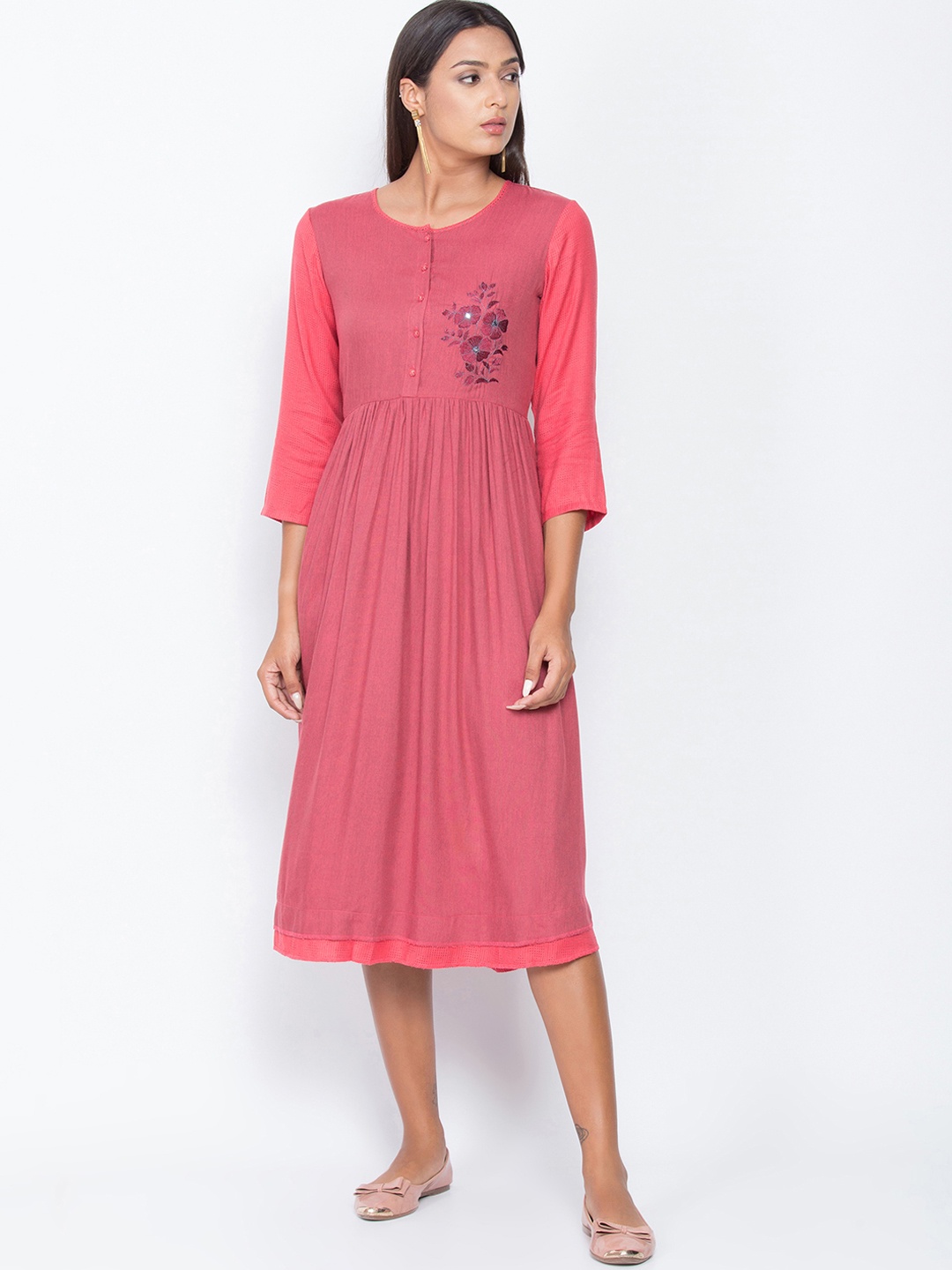 

Be Indi Women Embellished Pink Fit and Flare Dress