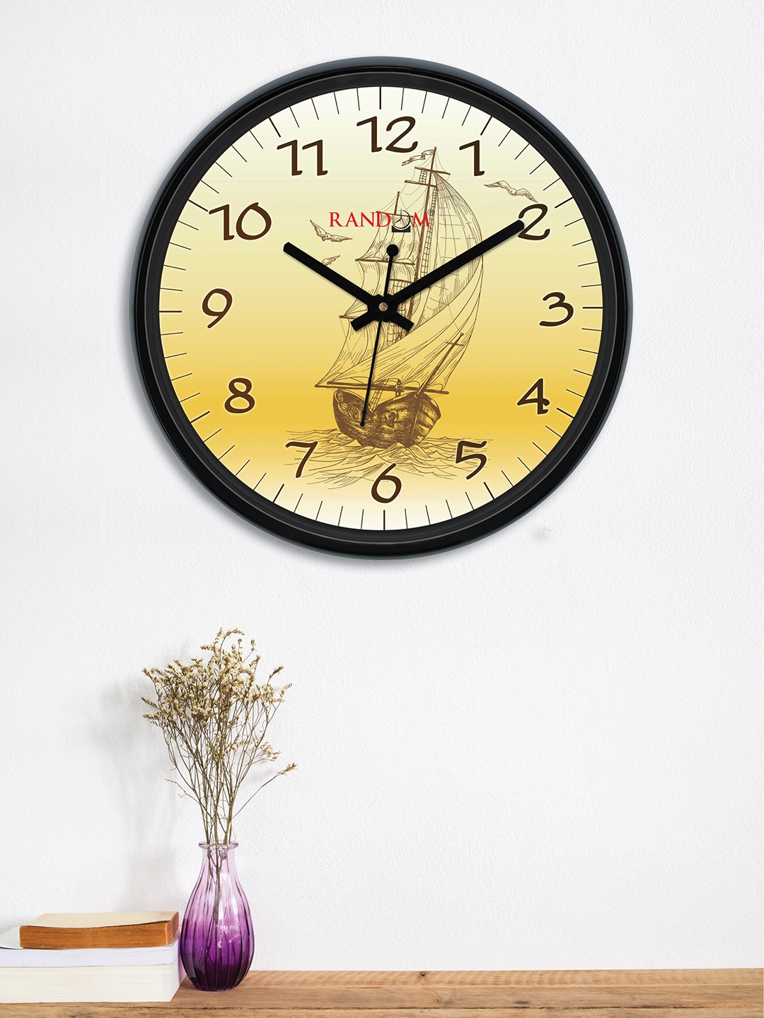 

RANDOM Cream-Coloured & Yellow Round Printed 30 cm Analogue Wall Clock