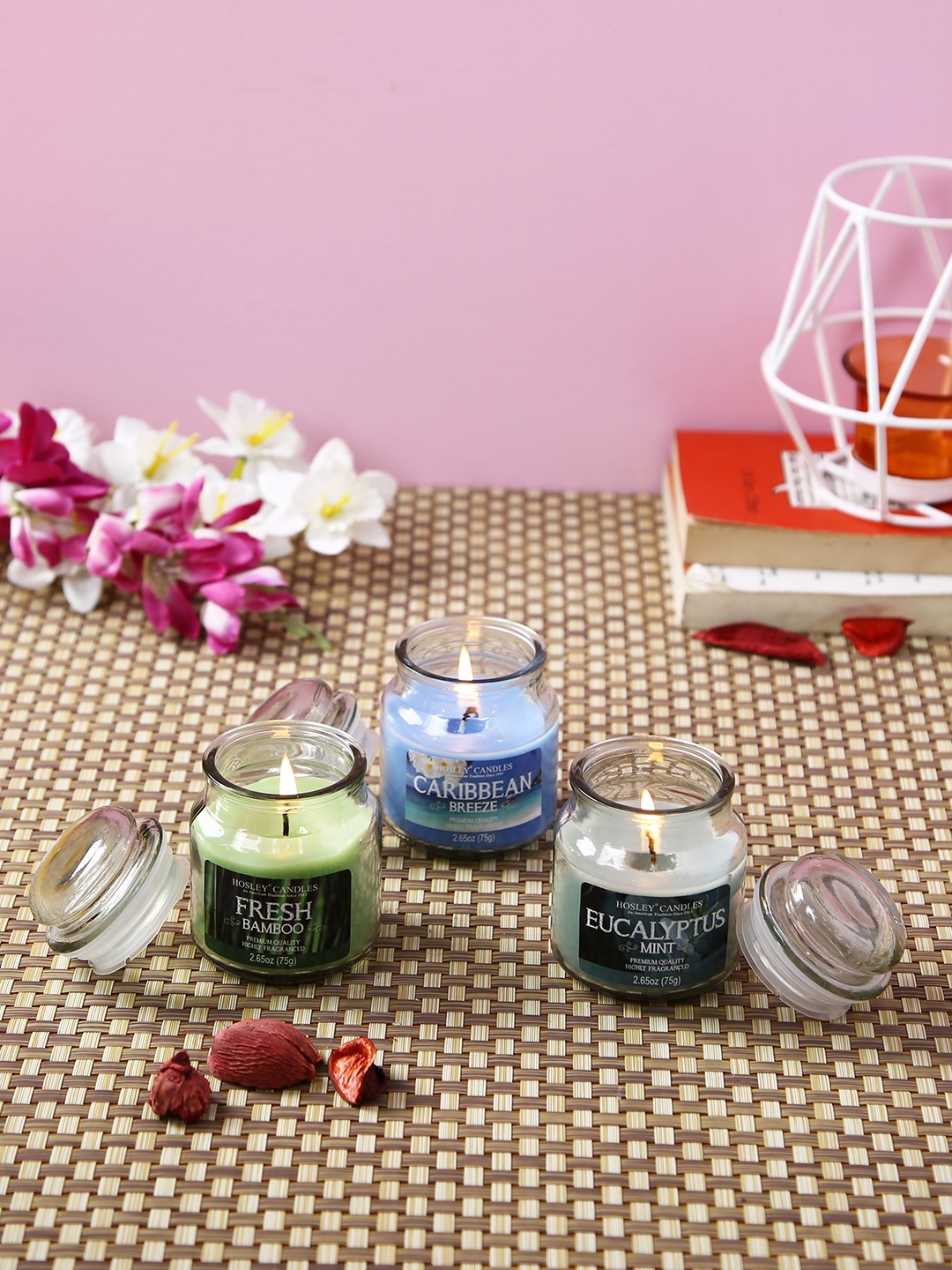 

Hosley Set of 3 Fragrance Jar Candles, Multi