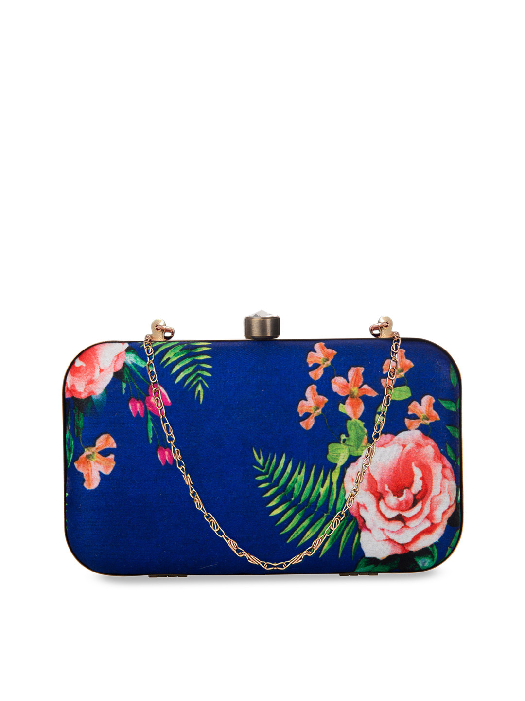 

PARIZAAT BY SHADAB KHAN Blue & Pink Handmade Printed Box Clutch