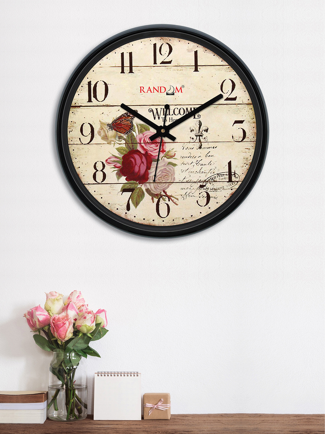 

RANDOM Beige & Multicoloured Round Printed 30 cm Analogue Wall Clock