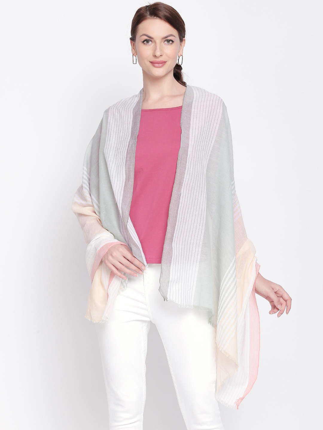 

Style Quotient Women Grey Striped Scarf