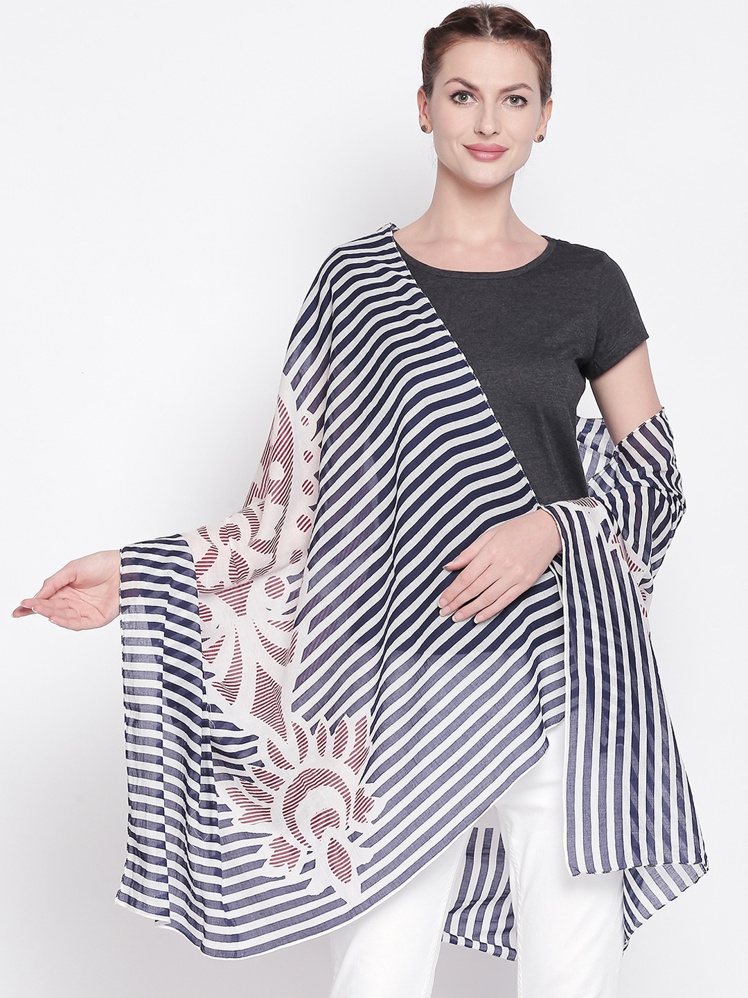 

Style Quotient Navy Blue Printed Scarf