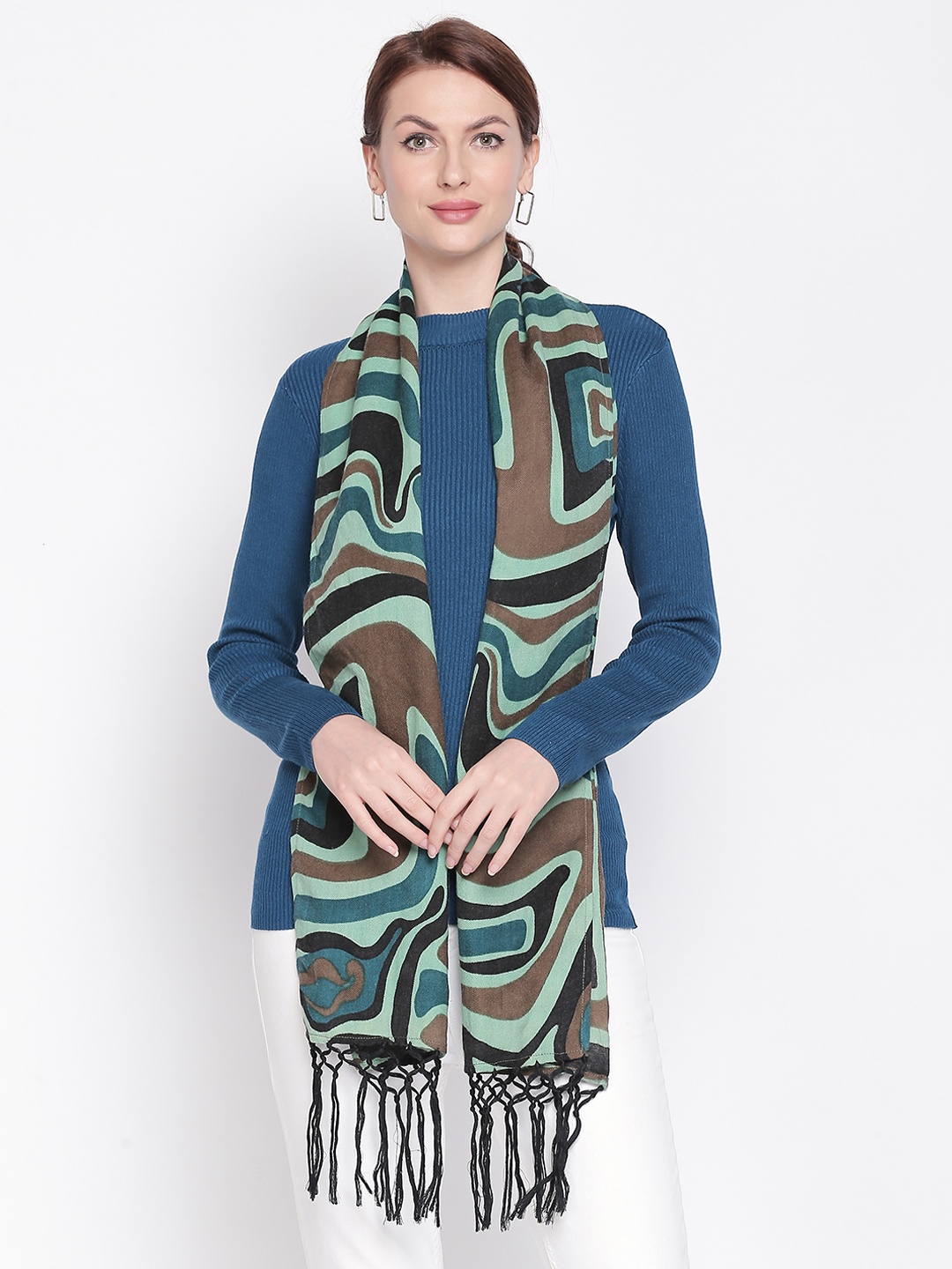 

Style Quotient Women Teal Blue Printed Scarf
