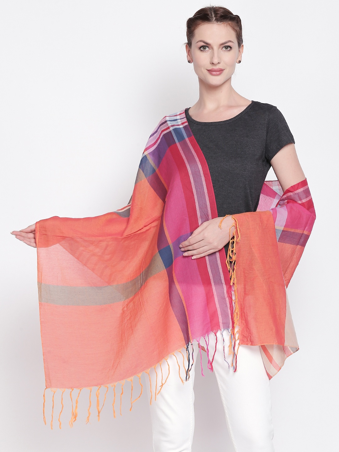 

Style Quotient Women Pink Checked Scarf