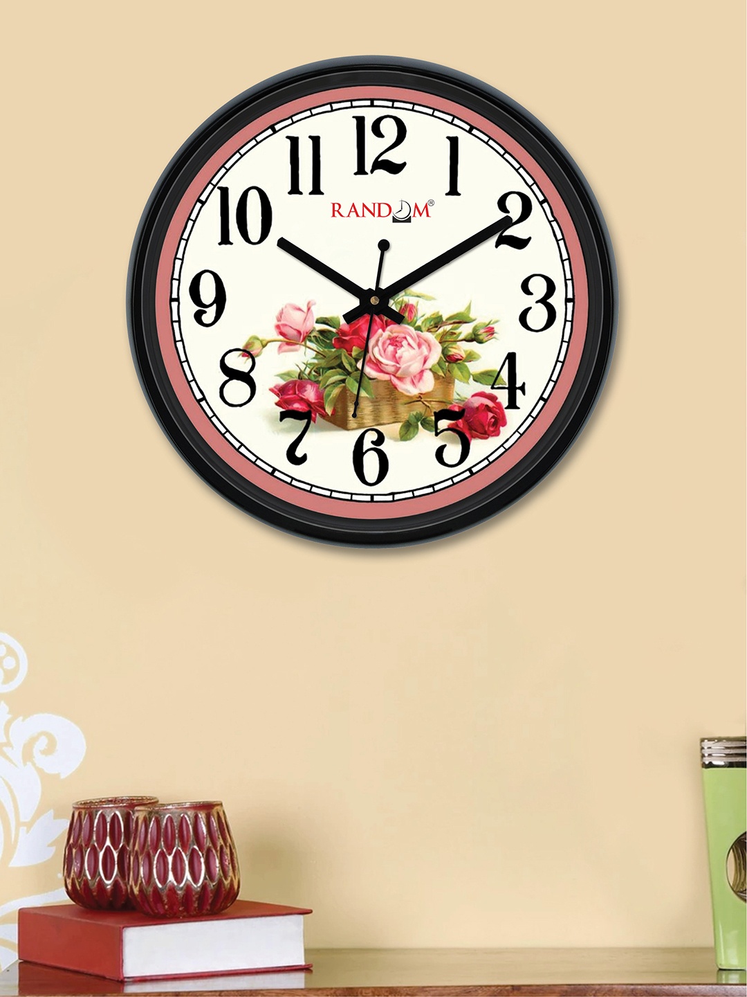 

RANDOM Cream-Coloured & Pink Round Printed 30 cm Analogue Wall Clock