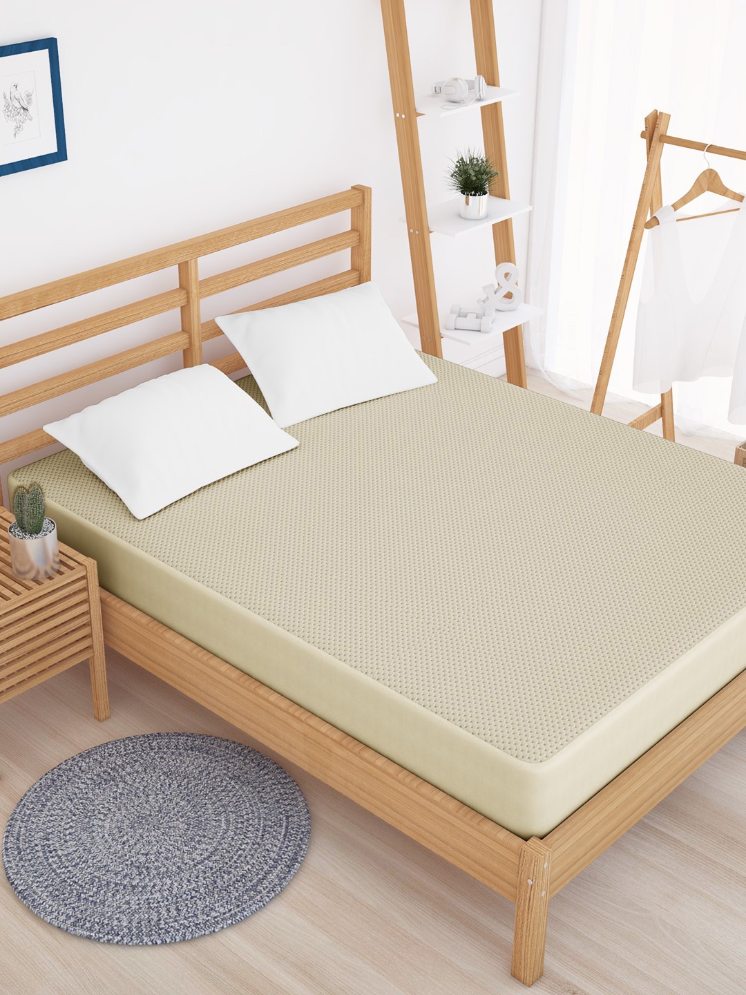 

Story@home Beige Pure Cotton Waterproof & Dustproof Single-Sized Mattress Protector