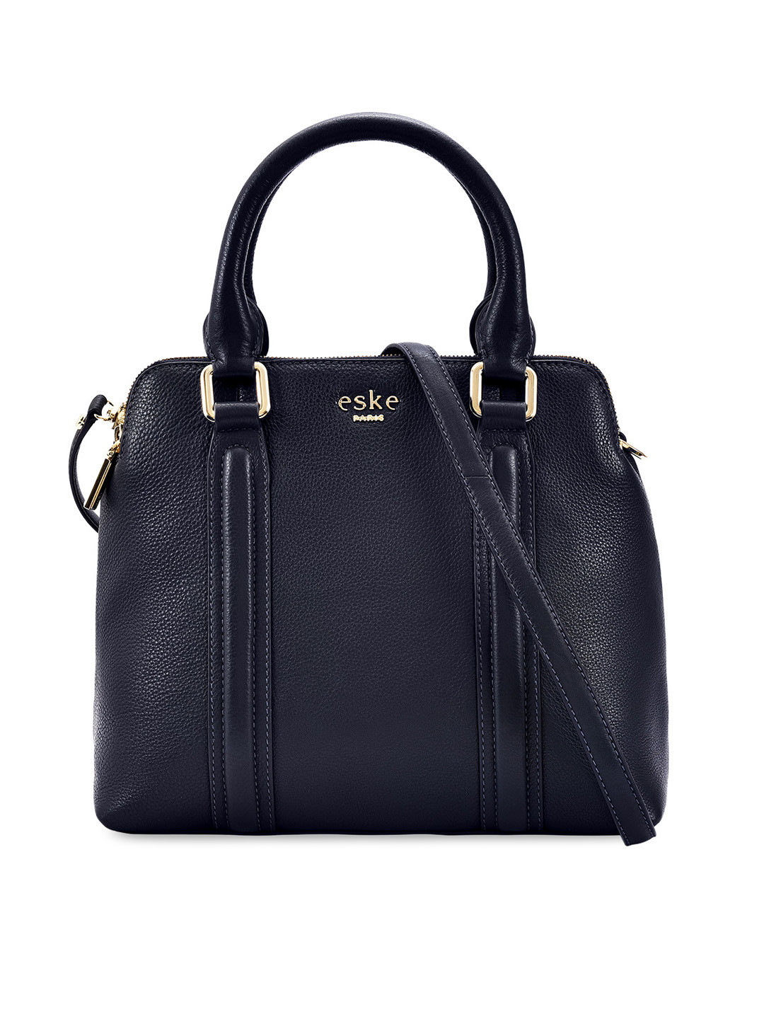 

Eske Navy Blue Solid Handheld Leather Bag