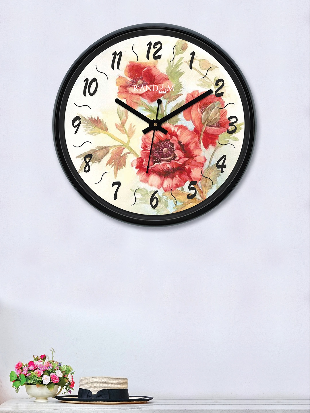 

RANDOM Cream-Coloured & Pink Round Printed 30 cm Analogue Wall Clock