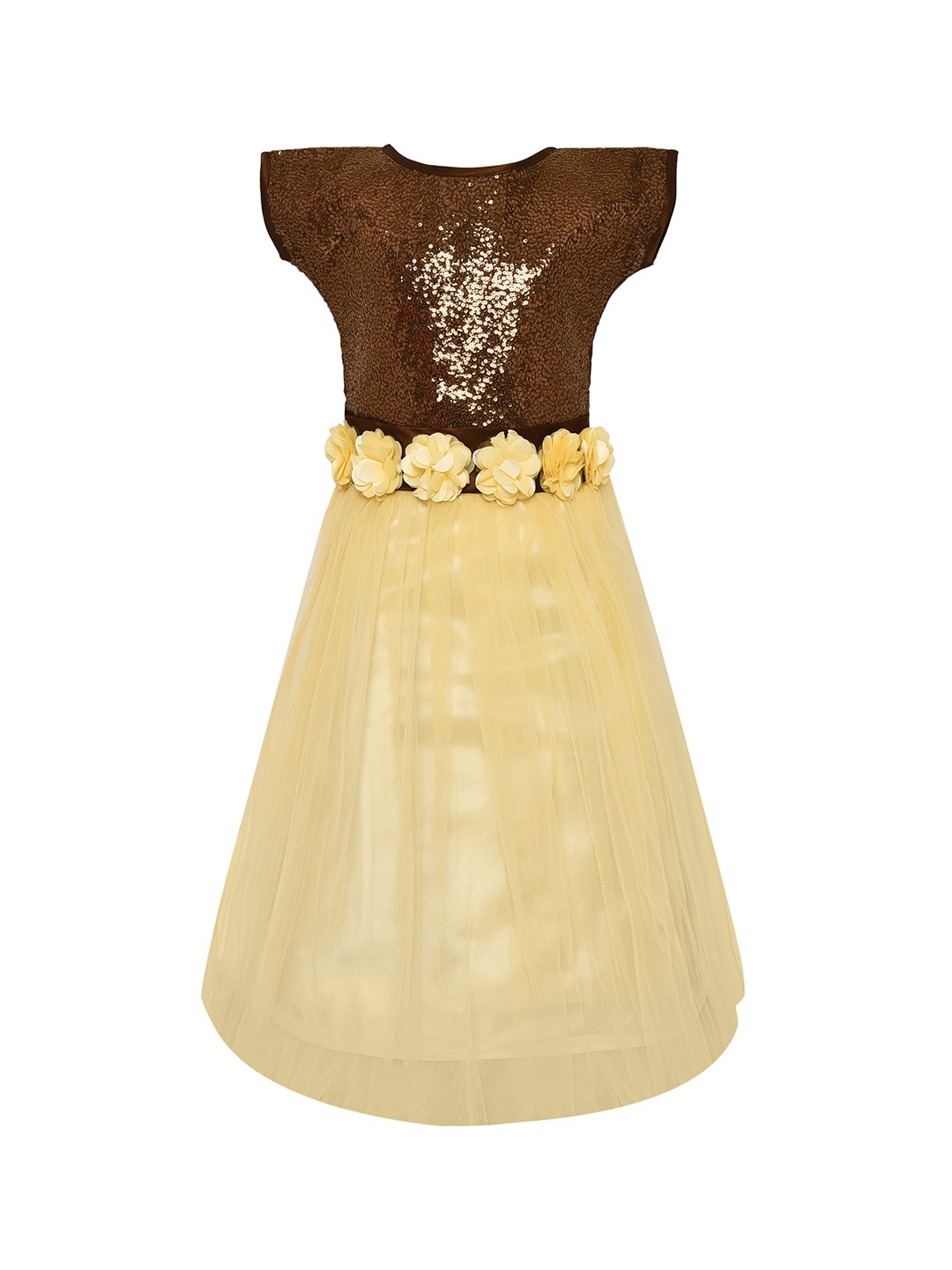 

ADIVA Girls Gold-Toned Sequined Fit and Flare Dress