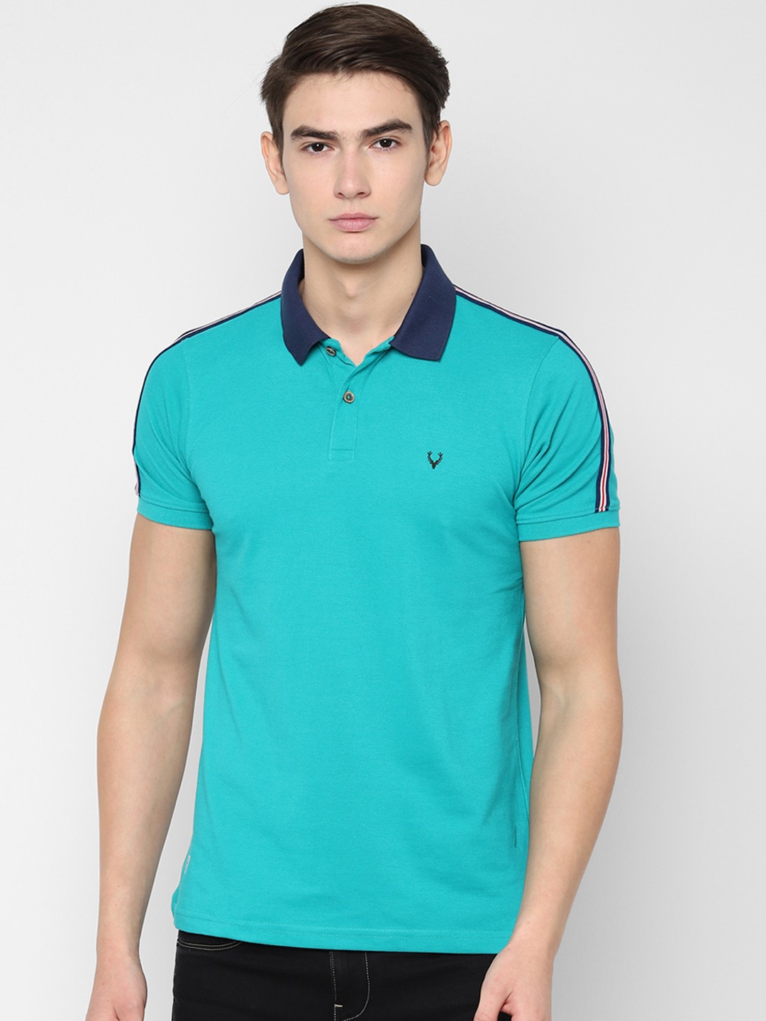 

Allen Solly Sport Men Blue Solid Polo Collar T-shirt