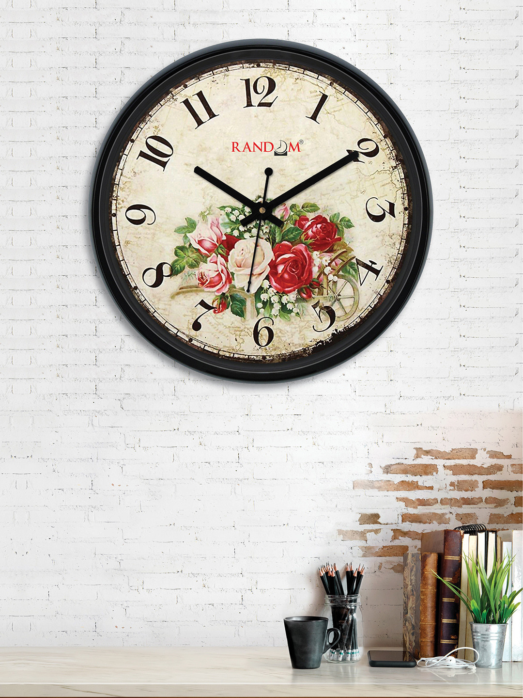 

RANDOM Beige & Red Round Printed 30 cm Analogue Wall Clock