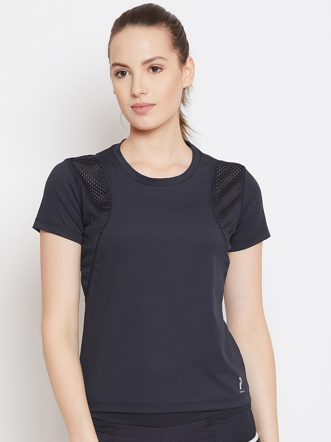 

PERFKT-U Women Navy Blue Solid Round Neck T-shirt