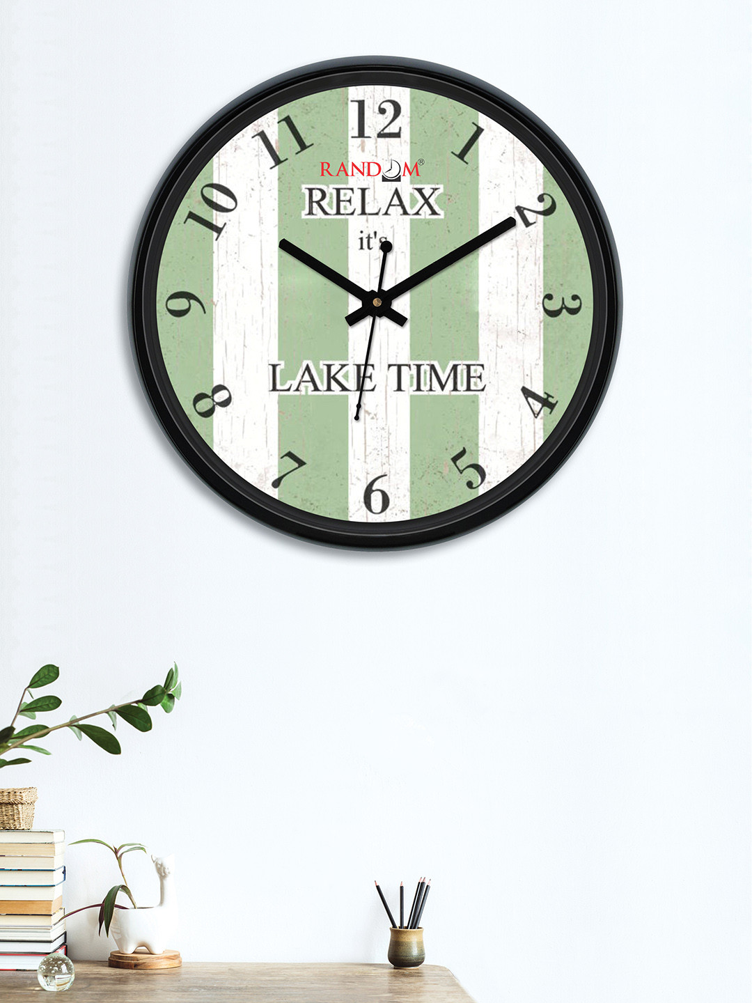 

RANDOM Green & White Round Printed 30 cm Analogue Wall Clock