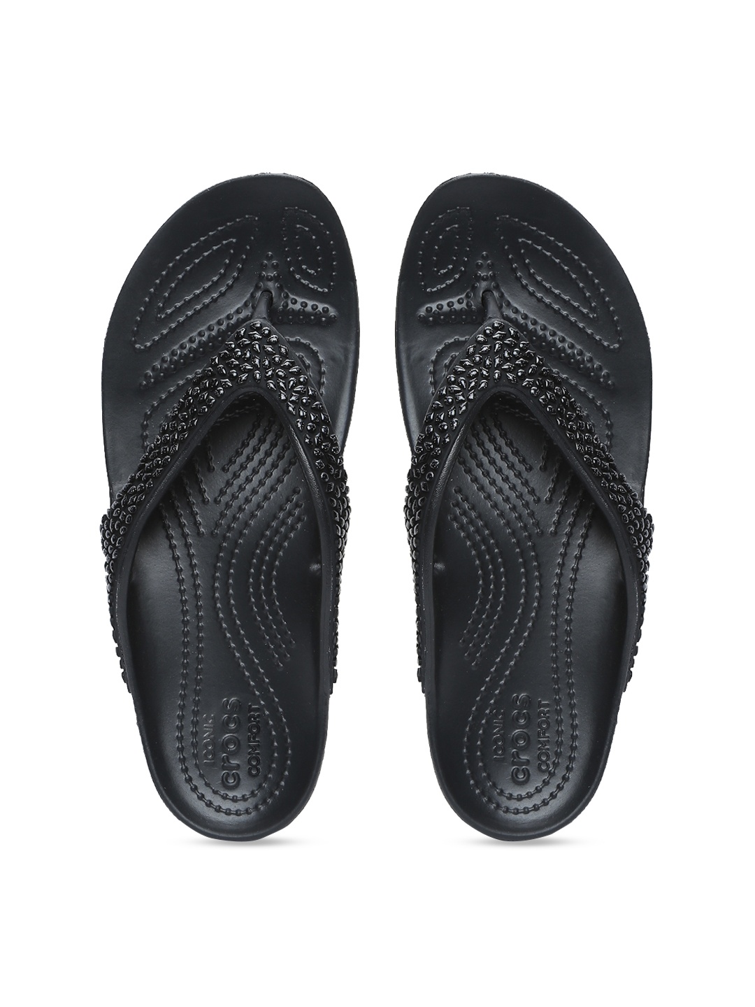 

Crocs Kadee Women Black Self Design Thong Flip-Flops