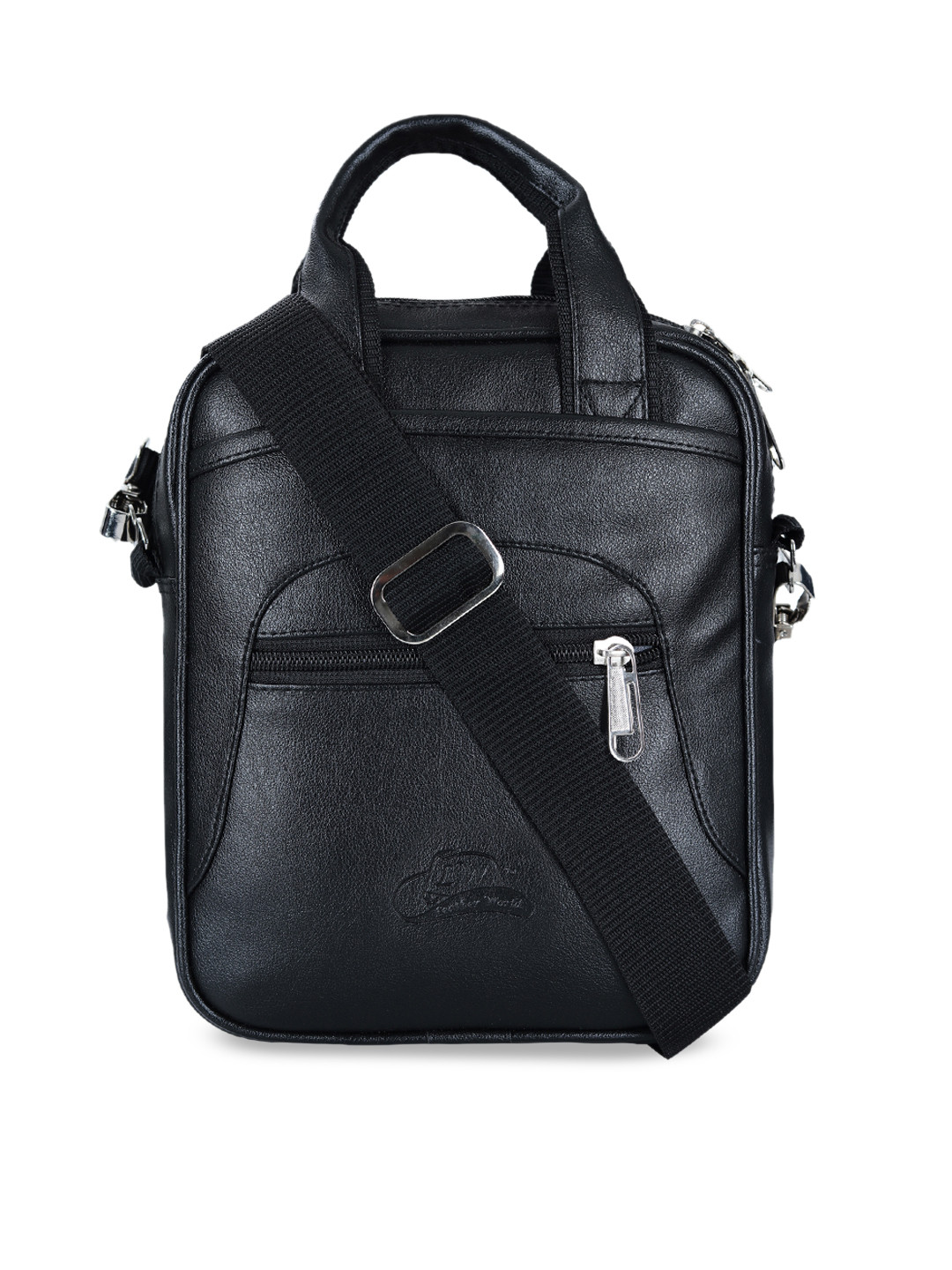 

Leather World Unisex Black Solid Messenger Bag