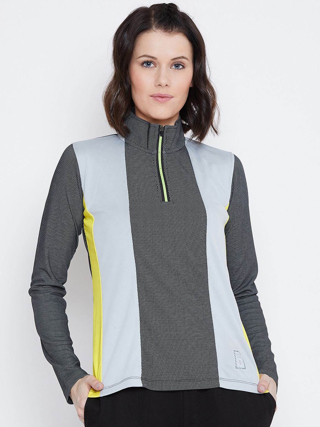 

PERFKT-U Women Grey Solid High Neck T-shirt