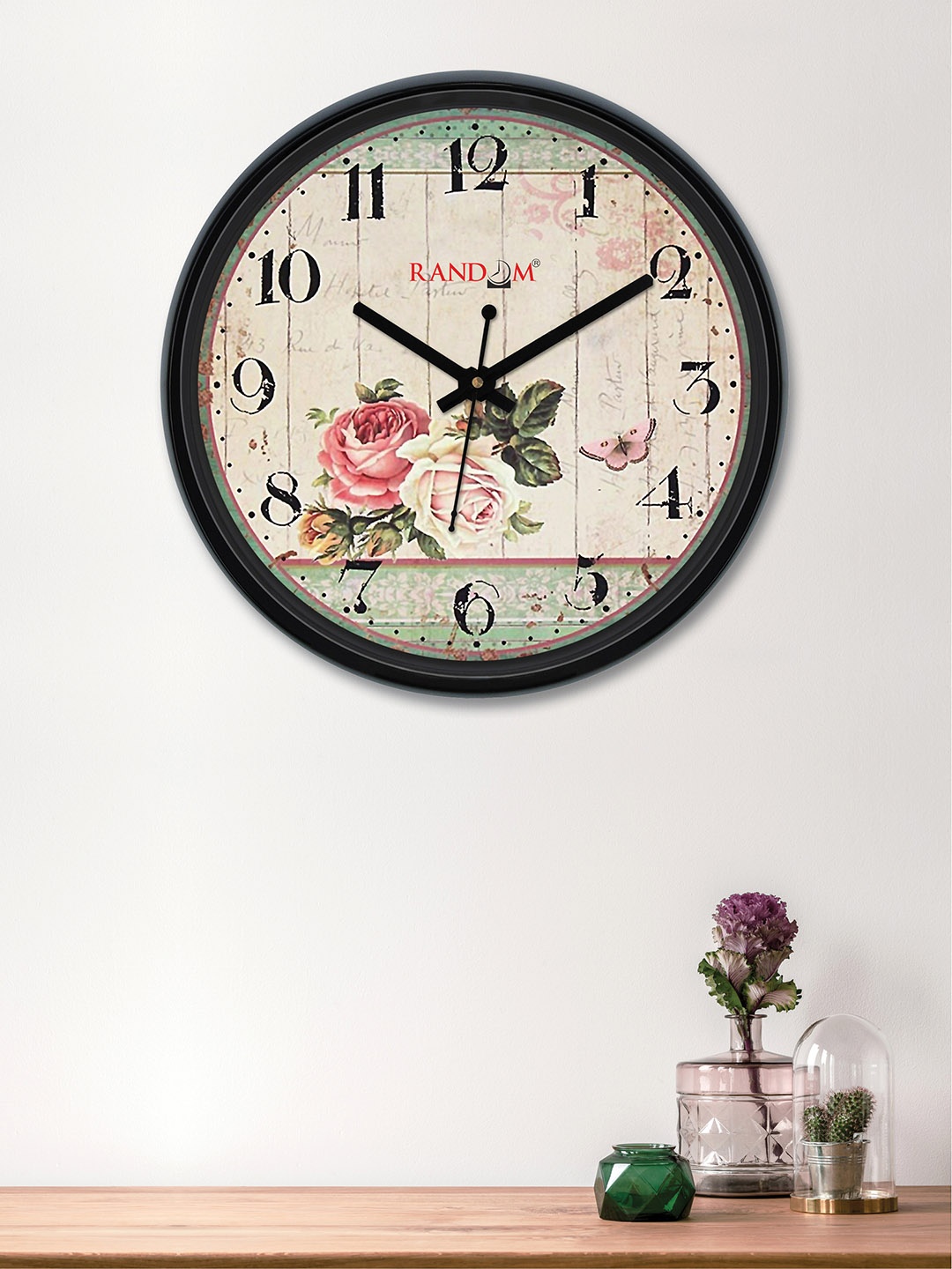 

RANDOM Cream-Coloured & Pink Round Printed 30 cm Analogue Wall Clock