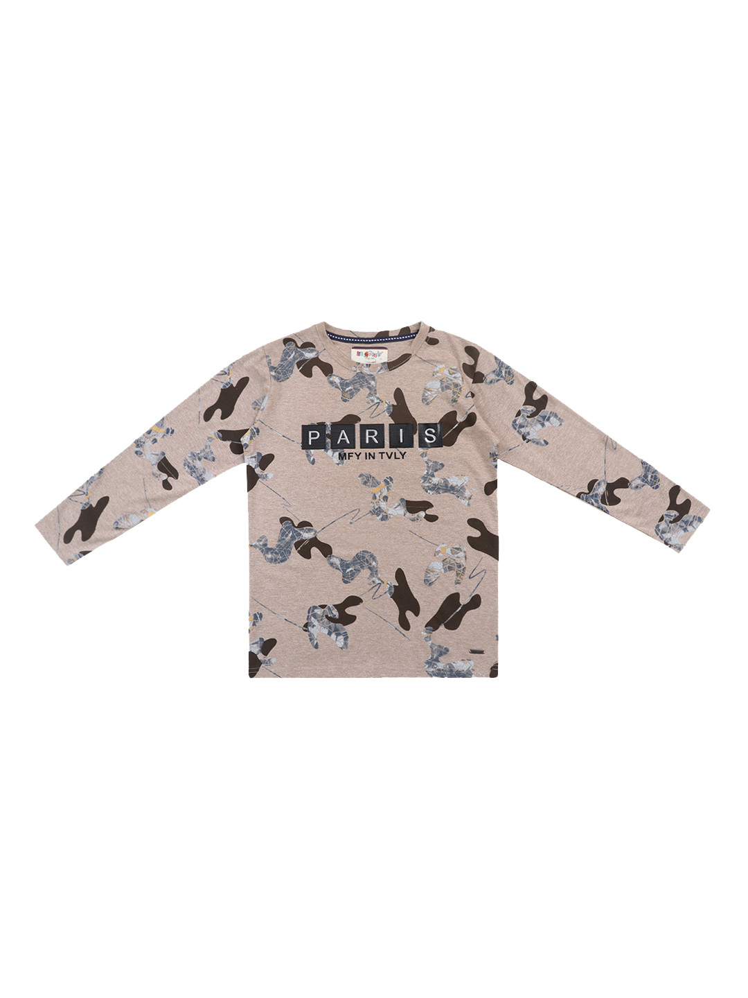 

Lil Tomatoes Boys Beige Printed Round Neck Pure Cotton T-shirt