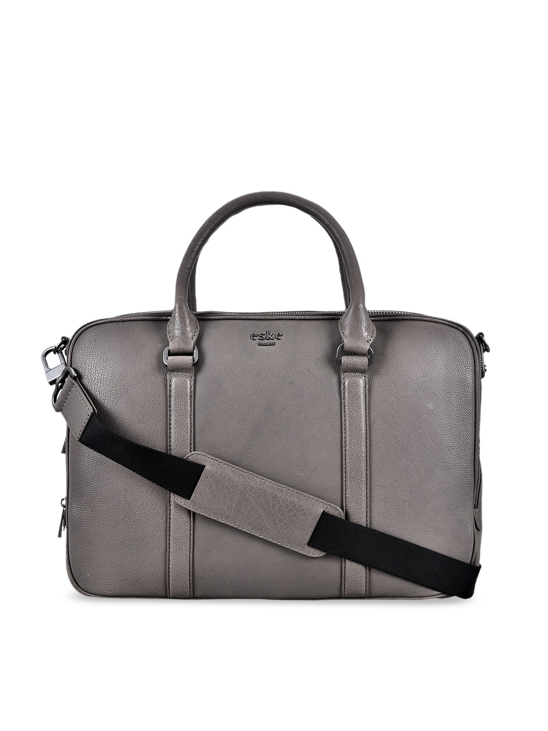 

Eske Men Grey Solid Leather Laptop Bag